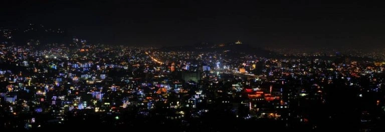 Colorful city during Tihar in Nepal