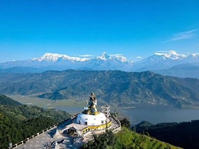 Overhead view of Pumdikot View tower and Shiva Statue