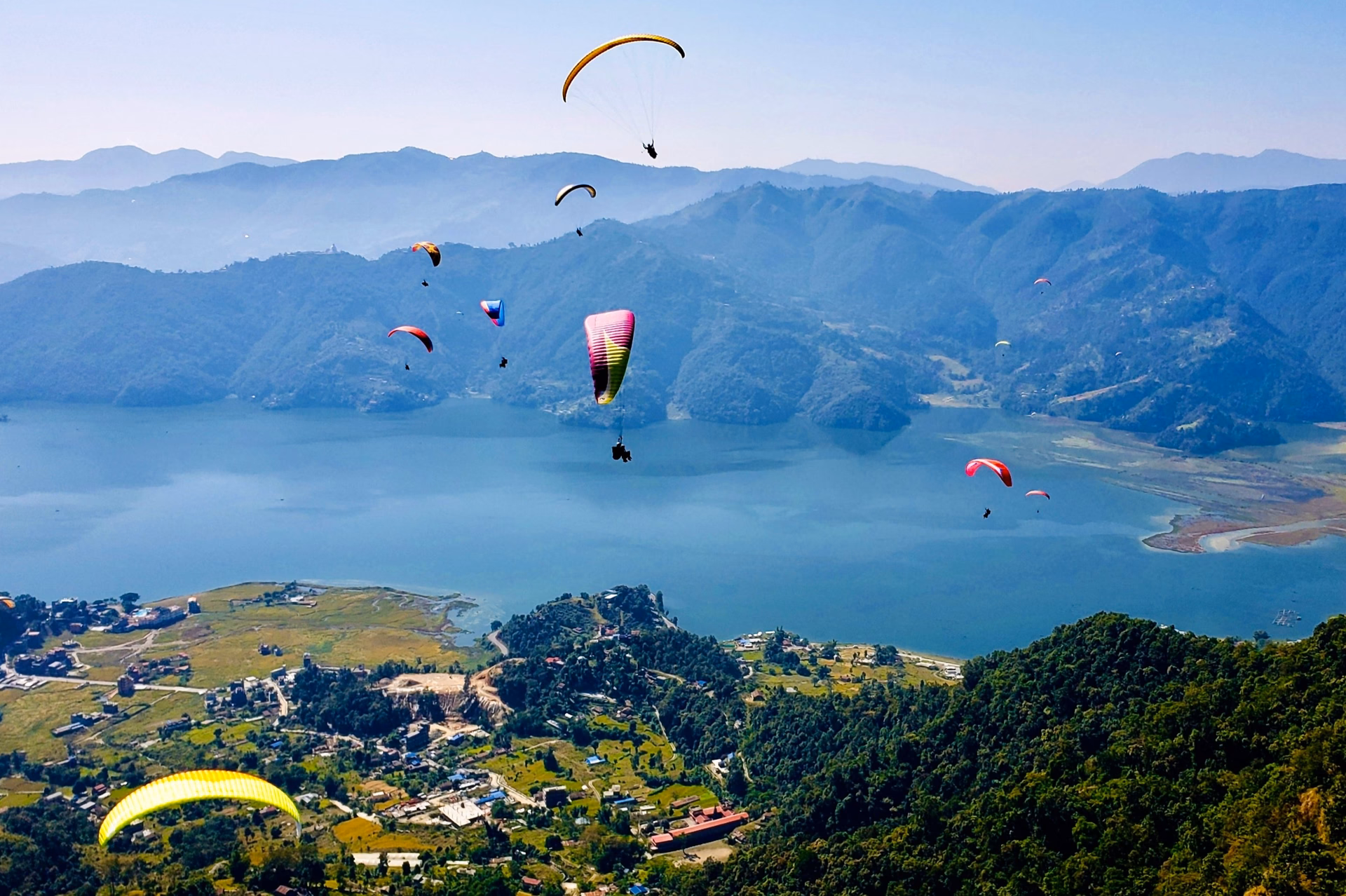 Paraglyding and Phewa lake view from Sarankot