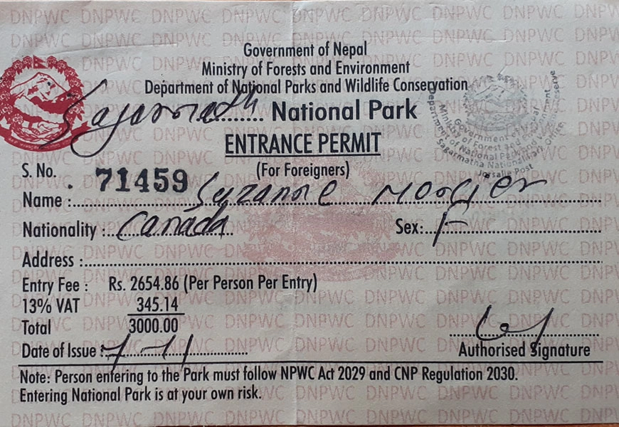 Sagarmatha National Park Permit