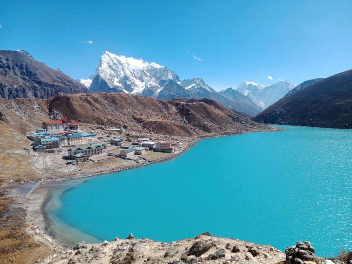 Scenic Gokyo Lake view en route to Renjo la