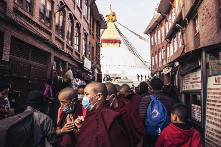 The crowd in the Boudha stupa on the occasion of Buddha Jayanti