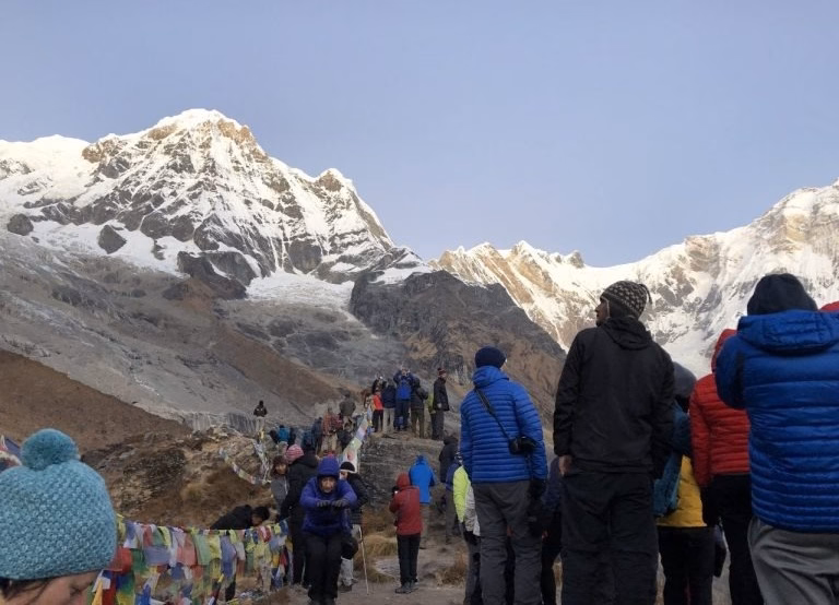 Travelers in the Annapurna Base Camp