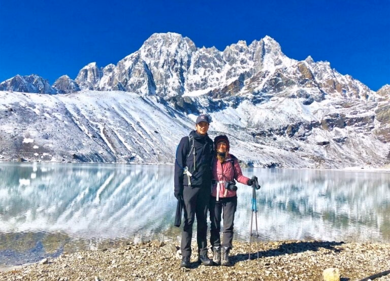 Two trekkers at Gokyo Lakes